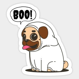 Funny Pug Ghost Halloween Sticker